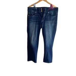 American Eagle Jeans Womens 14 Blue Artist Crop Dark Wash Super Stretch Denim